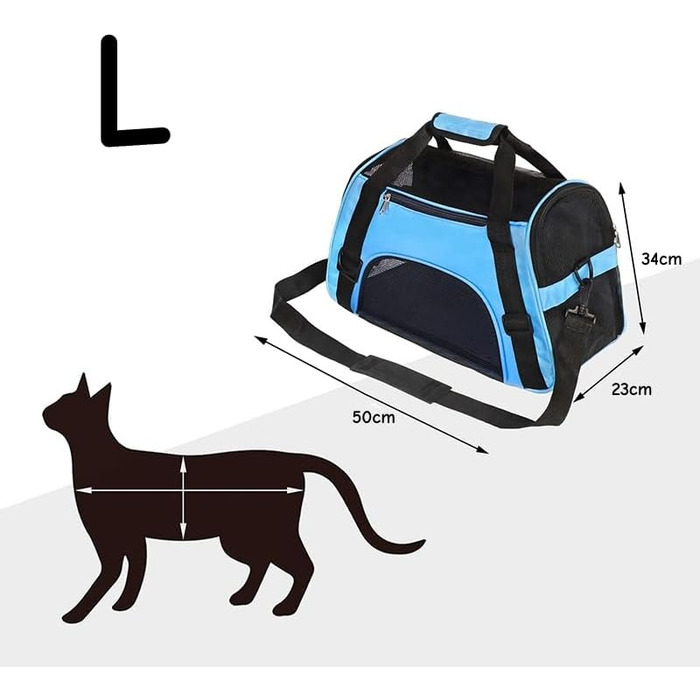 Транспортна сумка для тварин: переноска для собак та котів, водонепроникна, з сітковим вікном, L (50 x 23 x 34 см)