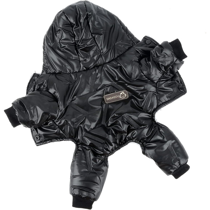 PAIDEFUL Зимовий теплий пуховик для собак - куртка з капюшоном, водонепроникна, для чихуахуа та інших маленьких порід, чорний, S (довжина спини 20 см, обхват грудей 32 см)