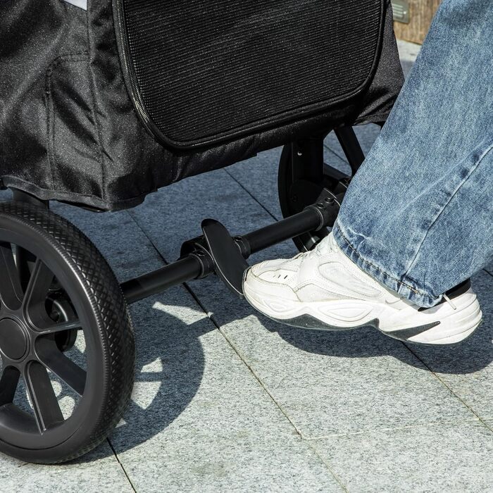 PawHut Візок для собак та котів, розкладний, до 30 кг, з подушкою, сіткою, гальмівною системою (Сірий)