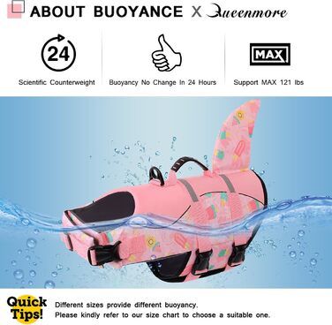 Жилет рятувальний для собак Queenmore, XXL, BabyRosa, водонепроникний, для великих собак