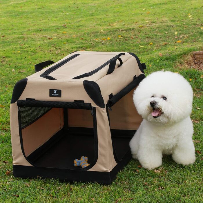 Складана м'яка клітка X-ZONE PET для собак бежева