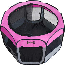 Клітка для цуценят Melko 125x125x64 см, розкладна, для собак, котів, кроликів (Рожева)