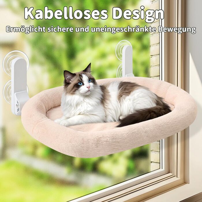 Кішка ліжко на вікно GUUSII - Зручна ліжко-гамак для котів на віконну раму з 4 присосками, білий колір