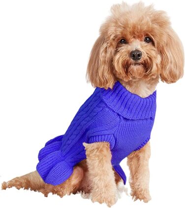 Теплий зручний пуловер для собак, розмір M, акрил, роговий комір, для собак маленьких та великих порід, 5,9–7,3 кг, темно-синій