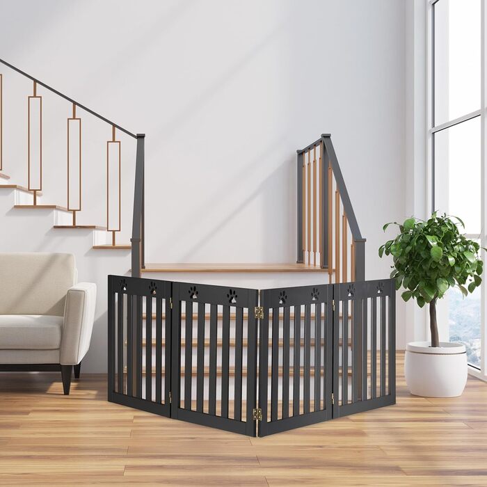 Захисне ворота для собак Relaxdays, 60 x 204 см, чорний, розкладне, MDF