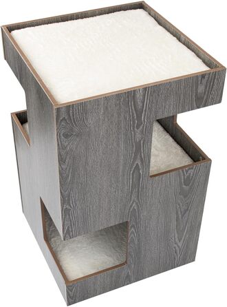 Преміум будиночок для котів з дерева, замок-вежа з лежаками, 50x50x80 см, антрацит