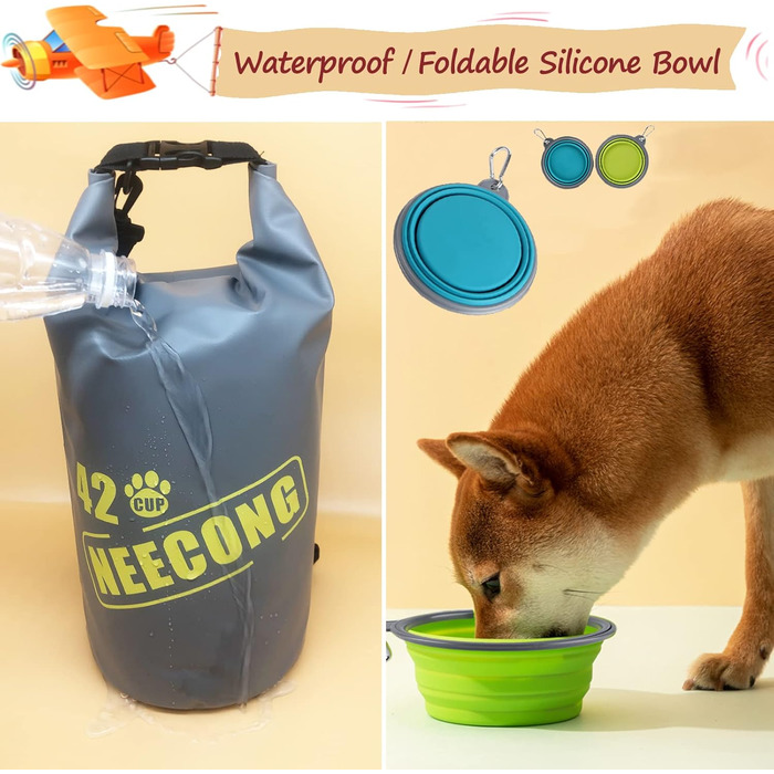 Набір для годування собак NEECONG: сумка-органайзер з складною мискою, 42 порції, 10 л, 400 мл