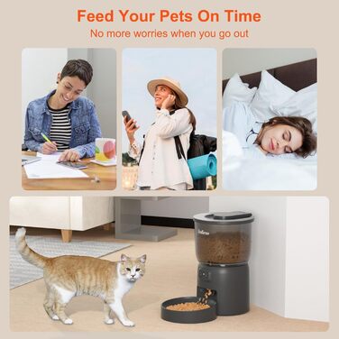 Автоматичний кормушка для котів Balimo 3L з Wi-Fi, керування через додаток, для собак та котів, чорний