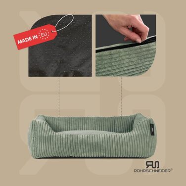 Крісло-лежанка для собак Rohrschneider | Миється | для маленьких та середніх собак | з подушкою Cord | 2 розміри (55x42 см/70x50 см) | з пакетиками для прогулянок (Сальвія 55 см, широка Cordstoff)