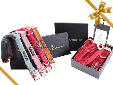 Нашийник та поводок для собак Aring Pet, нашийник та поводок, регульований нашийник для маленьких, середніх та великих собак (L, червоний на Різдво)