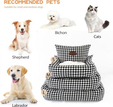 Ортопедичне ліжко для собак PETCUTE, зручний лежак для собак та котів, чорний, середній, знімний килимок