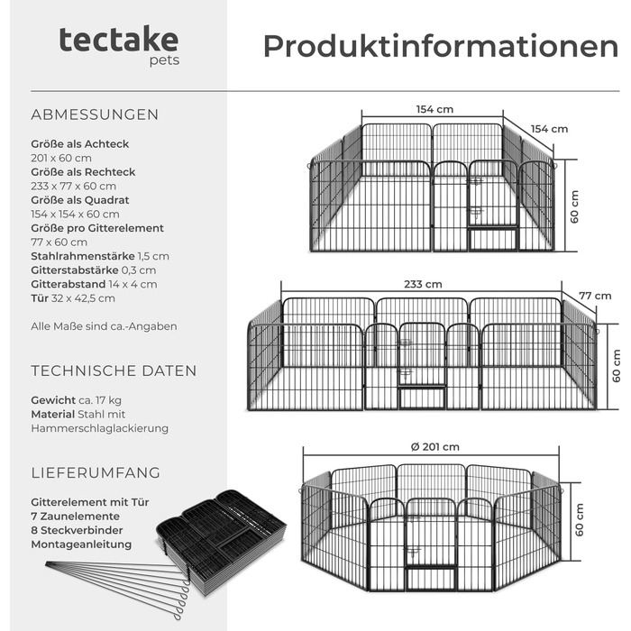 Тектейк вольєр для цуценят, 60 см, 8 грат, чорний - 402502