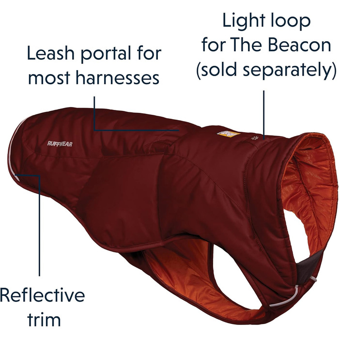 RUFFWEAR Quinzee Jacket - тепла куртка для собак, Fired Brick, XX-Small