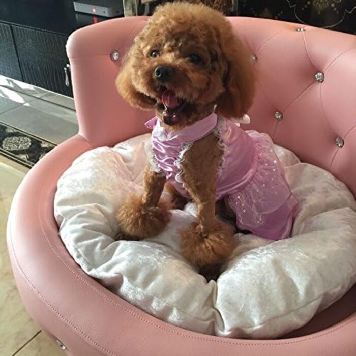 Розкішне рожеве ліжко для собак Garden Pets Princess VIP, шкіряне, для біщонів, з діамантами, миючеся, літнє, диван для домашніх тварин