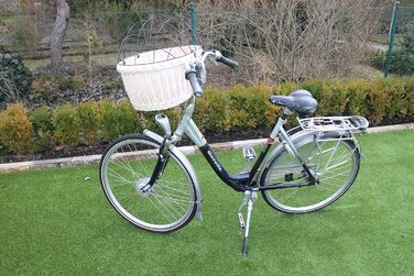 Корзина для велосипеда Marcus Hundefahrradkorb для руля з лози з металевою сіткою та подушкою, корзина для собак, корзина на кермо, корзина для покупок, натуральний (XXL з подушкою)