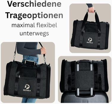Транспортна сумка для котів та собак Petula Katzentasche & Hundetasche, чорна, до 13 кг