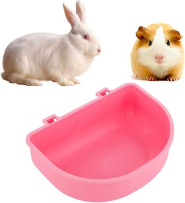 4 годівниці для кроликів та морських свинок, пластикові, підвісні, портативні (рожевий та блакитний)