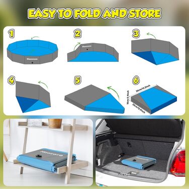 Басейн для собак складний 120x30 см, міцний PVC, для великих порід, з антиковзким дном - ідеальний для саду та пляжу