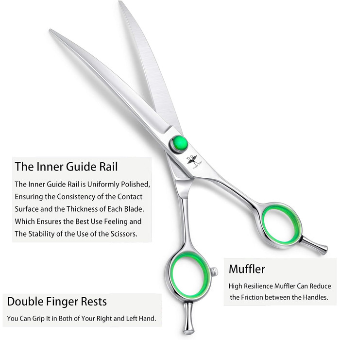 Набір професійних ножиць для грумінгу собак PURPLEBIRD: 440C сталь, 7 дюймів, 4 шт. (прямі, вигнуті, для розрідження)