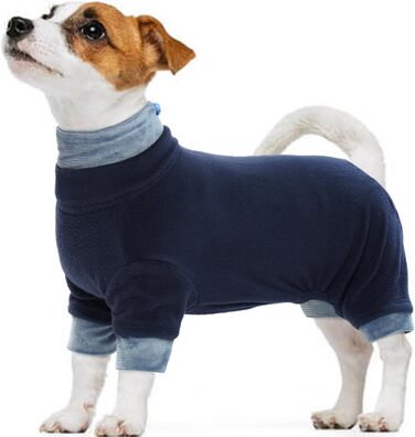 Пуловер для собак Kuoser, теплий флісовий пуловер з коміром-горловиною для маленьких та середніх собак, чихуахуа, бігль (XL, блакитний)