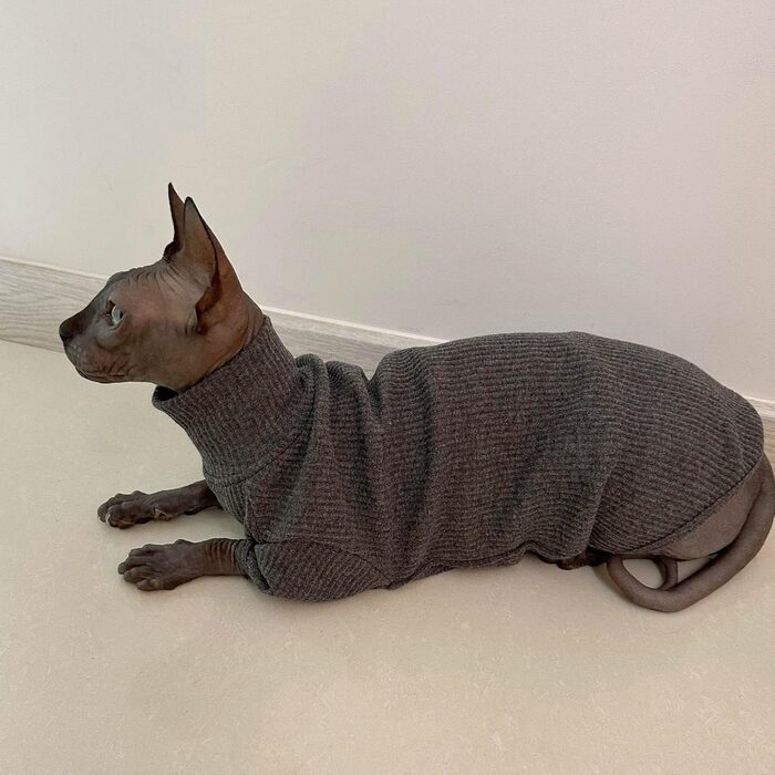 Светр для котів Sphynx, бавовняний, з рукавами, піжама-комбінезон для сфінксів, корніш-рекс, девон-рекс, петерболд, білий, розмір M