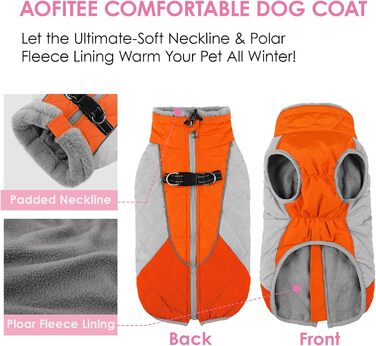 Тепла куртка для собак AOFITEE, водонепроникна, флісова, з відбивачами, для маленьких собак, зимова, з коміром-гетром