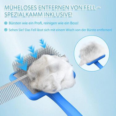 Набір для грумінгу собак великих порід Slicker Bürste Hund – 3 предмети: щітка Slicker, гребінець для підшерстка та гребінець з нержавіючої сталі. Підходить для довгошерстих собак та котів (Голден Ретрівер, Лабрадудль, Пудель)