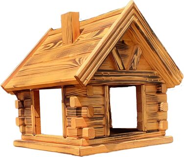 Дерев'яний будиночок для птахів з сосни, вигорілий, годівниця Vogelhaus