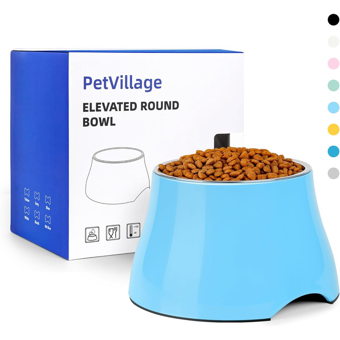 Миска для собак Petvillage, конусоподібна, неслизька, з нержавіючою сталею, піднята миска для середніх собак, спанієлів з довгими вухами, велика місткість, розмір L, 3 чашки, (Medium(2 чашки), аква блакитний)