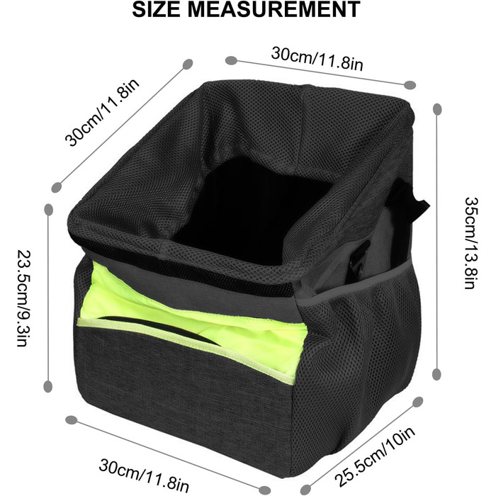 Велосипедна сумка для тварин PETCUTE: зручна та безпечна переноска для собак та котів, чорного кольору