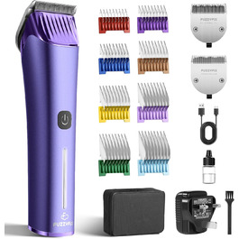 Професійна машинка для стрижки собак FuzzyFix з запасним лезом, 5-в-1, знімає шерсть з собак, котів та коней, лілова