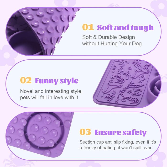 Силіконовий килимок-лежанка для собак та котів - повільний годівник, антиковзкий, пазл-лежанка для швидких їдців, інтерактивна кормушка для тварин, фіолетовий