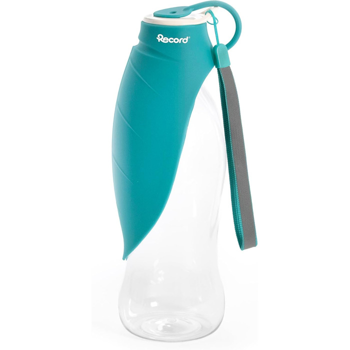 Водяний диспенсер Record з пляшкою - практичний та функціональний - силікон, 400 мл, 8 x 23 см, колір морської хвилі - для прогулянок та подорожей