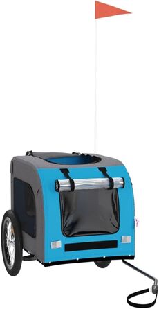 Фahrраd-причіп для собак Tidyard, причіп для собак з відбивачами та прапорцем, Максимальне навантаження 45 кг, блакитно-сірий Оксфорд, матеріал - метал