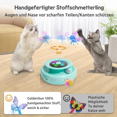 Інтерактивна іграшка для котів GoldenSun 3-в-1: Whack-A-Mole, метелик, м'ячик. USB, 6 насадок, A-білий (зелений)