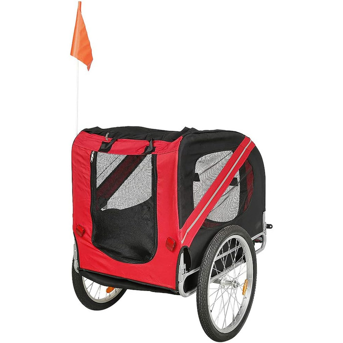 Дитячий причіп 2-в-1 для велосипеда з функцією бігу, причіп для собак середніх порід, вантажопідйомність до 40 кг (червоний / чорний)