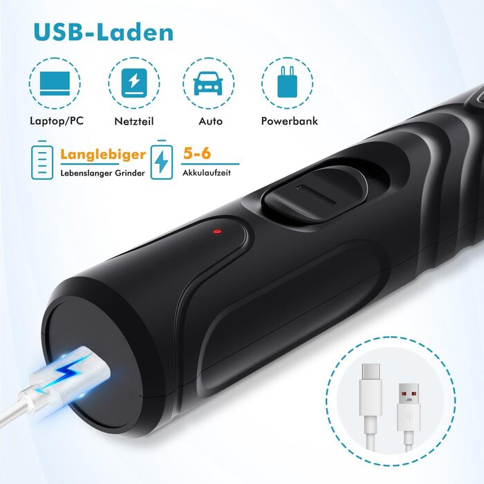 Шліфувальник для собак ETENTOUS: професійний, тихий, з 3 насадками та ножицями для догляду за кігтями. Підходить для собак великих, середніх та малих порід. Чорний колір.