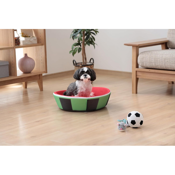 Килимок для тварин Iris Ohyama, корзина-подушка, миючий, з бортиком, L40 x B69 x H12 см, антиковзаюча, PCB-20P, для собак, у стилі кавуна, літній