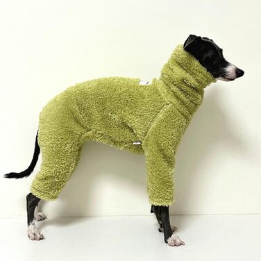 Теплий флісовий комбінезон для собак - теплий спальний костюм, зимовий одяг для італійських грейхаундів, маленьких, середніх та великих собак (2.3 кг, Зелений)
