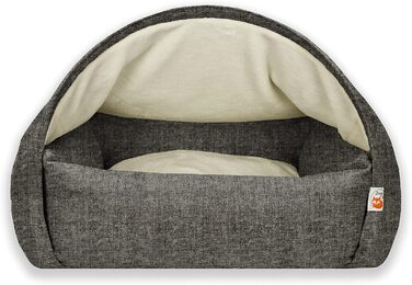 Sleepy Fox® Преміум Печера-ліжко для собак та котів - Нагороджений, запатентований дизайн (Medium: 85w x 75d x 55h cm, Сірий велюр)