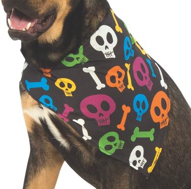 Рубіс Костюмний бандана для собак з неоновими черепами та кістками, M-L