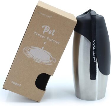 Фляга для води для собак VIVAGLORY Pawhike, 750 мл, нержавіюча сталь, портативна