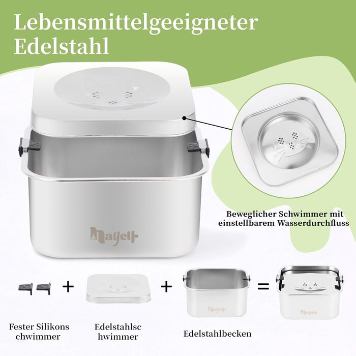 Миска для собак Nayelf 3L без обливання, з нержавіючої сталі 304, з антиковзним дном, для великих та середніх собак, придатна для миття в посудомийній машині