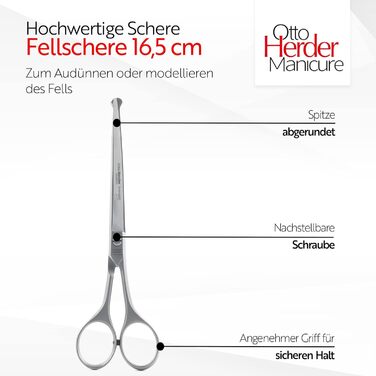 Ножиці для грумінгу собак Otto Herder, 16,5 см, професійні, нержавіюча сталь, з мікрозубцями