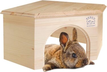 Кутовий будиночок для кролика Resch Nr15, натуральна масивна ялина, великий, компактний дизайн