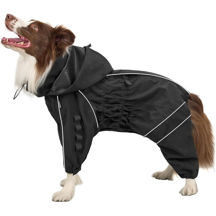 Регульована дощова куртка для собак OneTigris RIDERSTORM, чорна, XL (машинне прання)