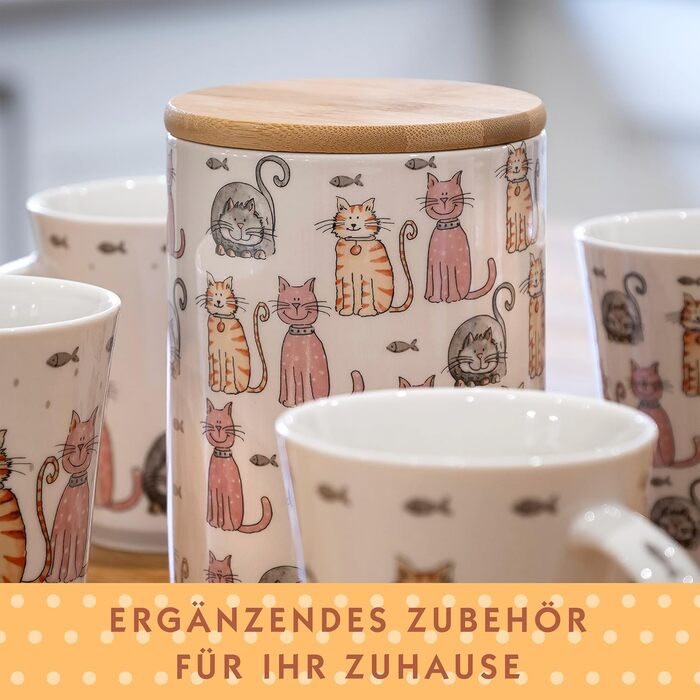 Набір контейнерів для зберігання SPOTTED DOG GIFT COMPANY з кераміки з кришкою, 3 шт. (1.2 л, котячий мотив)