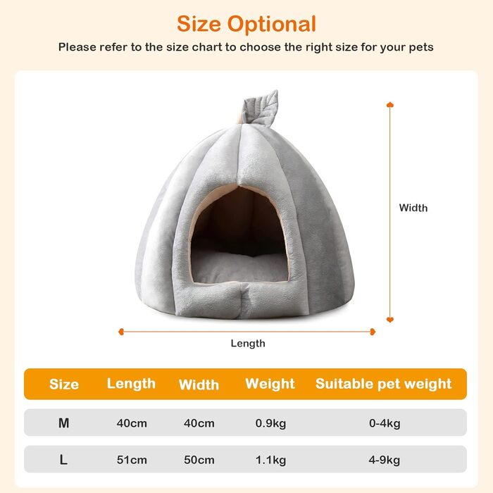 ALLSOPETS будиночок-іглу для котів і собак, м'яке ліжко XL знімна подушка, сірий, для малих тварин