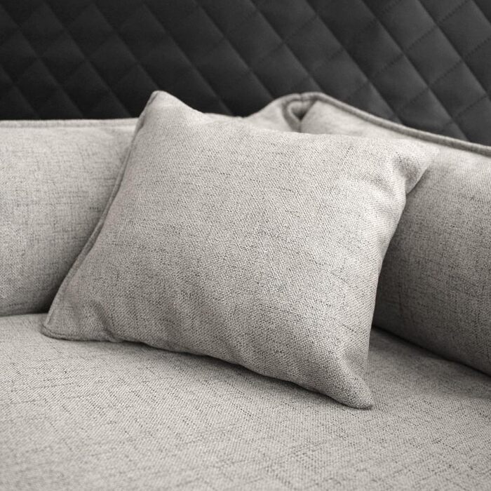 Ортопедичне собаче ліжко Tierlando® Goofy Couture з захистом для матрацу, знімний чохол з меблевої тканини, для собак середніх та великих порід, розмір 90x75 см, сірий колір