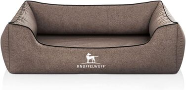 Ортопедичне лежанка для собак Knuffelwuff Amelie з велюру, знімний чохол, мийна, розмір M-L 85x63 см, коричнева, для великих, середніх і малих порід